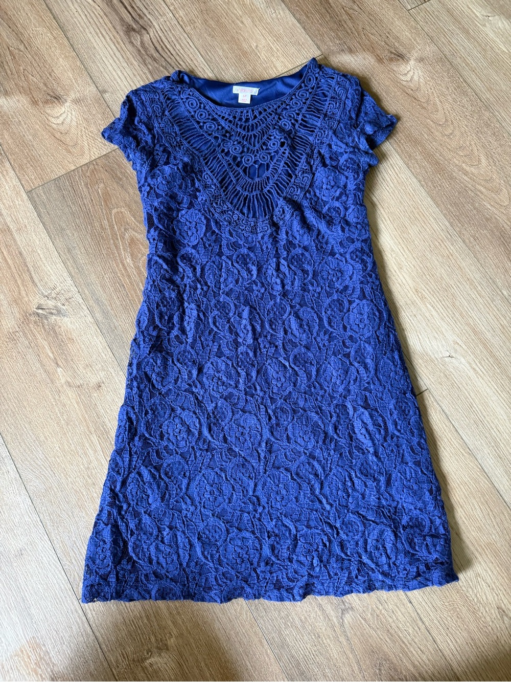 Xhilaration Royal Blue Lace Mini Dress with Crochet Yoke